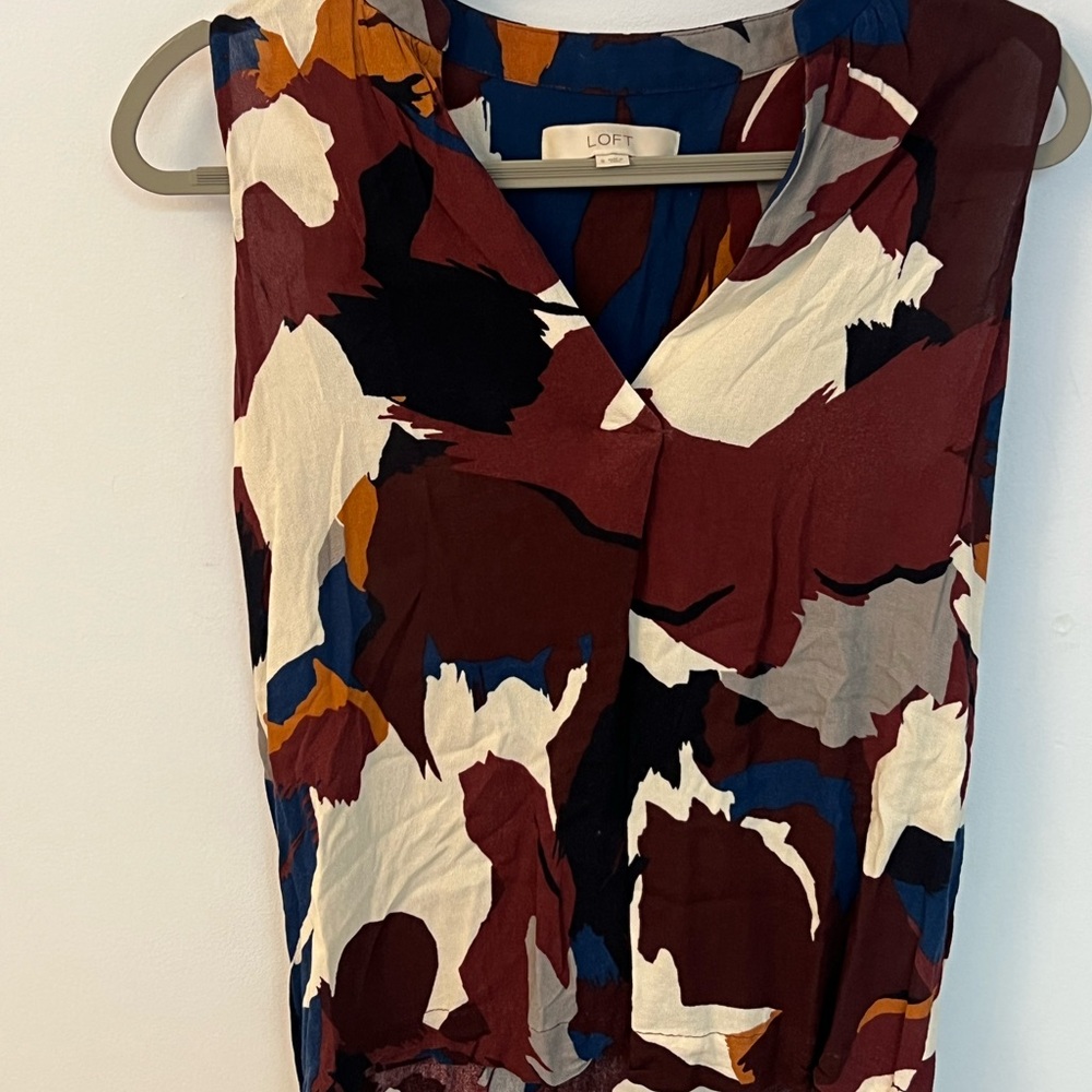 LOFT Colorful Abstract Blouse